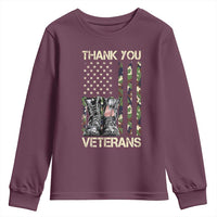 Thank You Veterans Youth Sweatshirt Camo American Flag Military Supportive Veterans Day - Wonder Print Shop