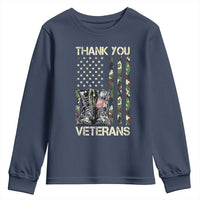 Thank You Veterans Youth Sweatshirt Camo American Flag Military Supportive Veterans Day - Wonder Print Shop