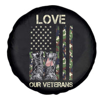 Love Our Veterans Spare Tire Cover Camo American Flag Military Supportive Veterans Day - Wonder Print Shop