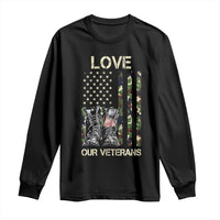 Love Our Veterans Long Sleeve Shirt Camo American Flag Military Supportive Veterans Day - Wonder Print Shop