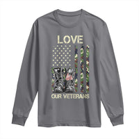 Love Our Veterans Long Sleeve Shirt Camo American Flag Military Supportive Veterans Day - Wonder Print Shop