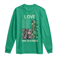 Love Our Veterans Long Sleeve Shirt Camo American Flag Military Supportive Veterans Day - Wonder Print Shop