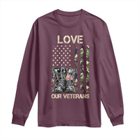 Love Our Veterans Long Sleeve Shirt Camo American Flag Military Supportive Veterans Day - Wonder Print Shop