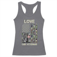 Love Our Veterans Racerback Tank Top Camo American Flag Military Supportive Veterans Day - Wonder Print Shop