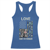 Love Our Veterans Racerback Tank Top Camo American Flag Military Supportive Veterans Day - Wonder Print Shop