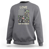 Love Our Veterans Sweatshirt Camo American Flag Military Supportive Veterans Day - Wonder Print Shop