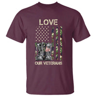 Love Our Veterans T Shirt Camo American Flag Military Supportive Veterans Day - Wonder Print Shop