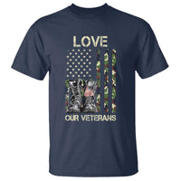 Love Our Veterans T Shirt Camo American Flag Military Supportive Veterans Day - Wonder Print Shop