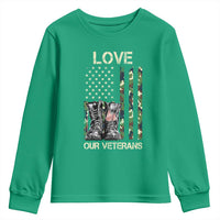 Love Our Veterans Youth Sweatshirt Camo American Flag Military Supportive Veterans Day - Wonder Print Shop