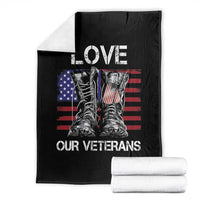 Love Our Veterans Throw Blanket American Flag Military Supportive Veterans Day - Wonder Print Shop