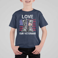Love Our Veterans T Shirt For Kid American Flag Military Supportive Veterans Day - Wonder Print Shop