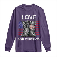 Love Our Veterans Long Sleeve Shirt American Flag Military Supportive Veterans Day - Wonder Print Shop