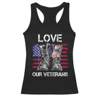 Love Our Veterans Racerback Tank Top American Flag Military Supportive Veterans Day - Wonder Print Shop