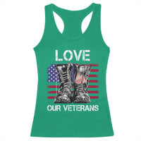 Love Our Veterans Racerback Tank Top American Flag Military Supportive Veterans Day - Wonder Print Shop