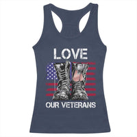 Love Our Veterans Racerback Tank Top American Flag Military Supportive Veterans Day - Wonder Print Shop
