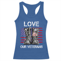 Love Our Veterans Racerback Tank Top American Flag Military Supportive Veterans Day - Wonder Print Shop