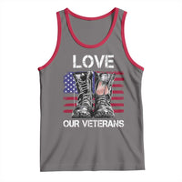 Love Our Veterans Tank Top American Flag Military Supportive Veterans Day - Wonder Print Shop