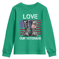 Love Our Veterans Youth Sweatshirt American Flag Military Supportive Veterans Day - Wonder Print Shop