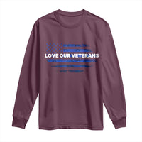 Love Our Veterans Long Sleeve Shirt Veterans Day Grunge American Flag - Wonder Print Shop