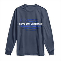 Love Our Veterans Long Sleeve Shirt Veterans Day Grunge American Flag - Wonder Print Shop