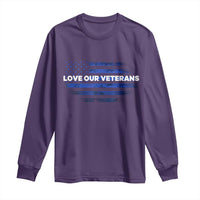 Love Our Veterans Long Sleeve Shirt Veterans Day Grunge American Flag - Wonder Print Shop