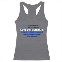 Love Our Veterans Racerback Tank Top Veterans Day Grunge American Flag - Wonder Print Shop