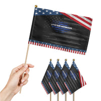 Love Our Veterans Patriotic Handheld Flag Veterans Day Grunge American Flag
