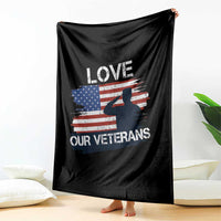 Love Our Veterans Throw Blanket Veterans Day Military Appreciation US Flag - Wonder Print Shop