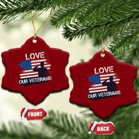 Love Our Veterans Ceramic Ornament Veterans Day Military Appreciation US Flag - Wonder Print Shop