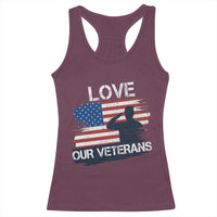 Love Our Veterans Racerback Tank Top Veterans Day Military Appreciation US Flag - Wonder Print Shop