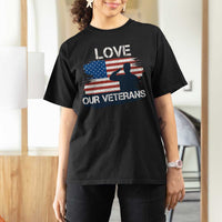 Love Our Veterans T Shirt For Women Veterans Day Military Appreciation US Flag - Wonder Print Shop
