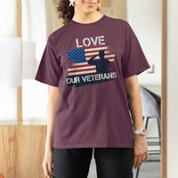 Love Our Veterans T Shirt For Women Veterans Day Military Appreciation US Flag - Wonder Print Shop