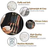 Love Our Veterans Throw Blanket US Veterans Day Proud Military Family US Flag - Wonder Print Shop