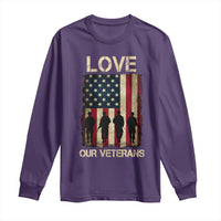 Love Our Veterans Long Sleeve Shirt US Veterans Day Proud Military Family US Flag - Wonder Print Shop