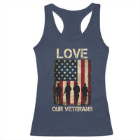 Love Our Veterans Racerback Tank Top US Veterans Day Proud Military Family US Flag - Wonder Print Shop