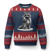 Raccoon Meme Ugly Christmas Sweater Middle Finger Trash Panda Sarcastic Humor