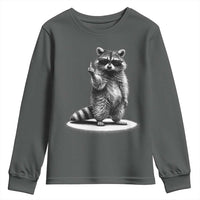 Raccoon Meme Youth Sweatshirt Middle Finger Trash Panda Sarcastic Humor