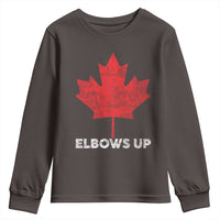 Elbows Up Canada Strong Youth Sweatshirt Maple Leaf Proud Canadian
