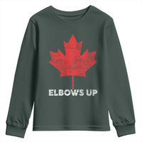 Elbows Up Canada Strong Youth Sweatshirt Maple Leaf Proud Canadian