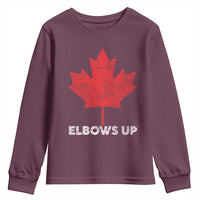 Elbows Up Canada Strong Youth Sweatshirt Maple Leaf Proud Canadian