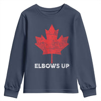 Elbows Up Canada Strong Youth Sweatshirt Maple Leaf Proud Canadian