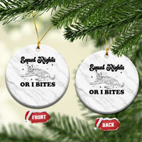 Feminist Cat Ceramic Ornament Equal Rights or I Bites Human Rights - Wonder Print Shop