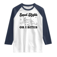 Feminist Cat Raglan Shirt Equal Rights or I Bites Human Rights - Wonder Print Shop