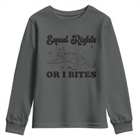 Feminist Cat Youth Sweatshirt Equal Rights or I Bites Human Rights - Wonder Print Shop