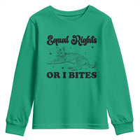 Feminist Cat Youth Sweatshirt Equal Rights or I Bites Human Rights - Wonder Print Shop