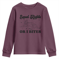 Feminist Cat Youth Sweatshirt Equal Rights or I Bites Human Rights - Wonder Print Shop