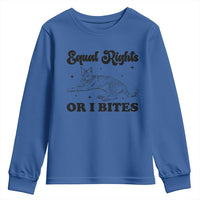 Feminist Cat Youth Sweatshirt Equal Rights or I Bites Human Rights - Wonder Print Shop