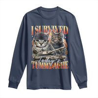 Tummy Ache Survivor Cat Meme Long Sleeve Shirt Funny Saying Cats Bootleg - Wonder Print Shop