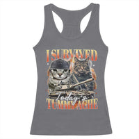 Tummy Ache Survivor Cat Meme Racerback Tank Top Funny Saying Cats Bootleg - Wonder Print Shop