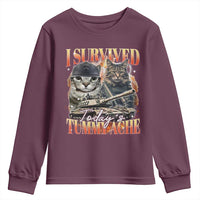 Tummy Ache Survivor Cat Meme Youth Sweatshirt Funny Saying Cats Bootleg - Wonder Print Shop